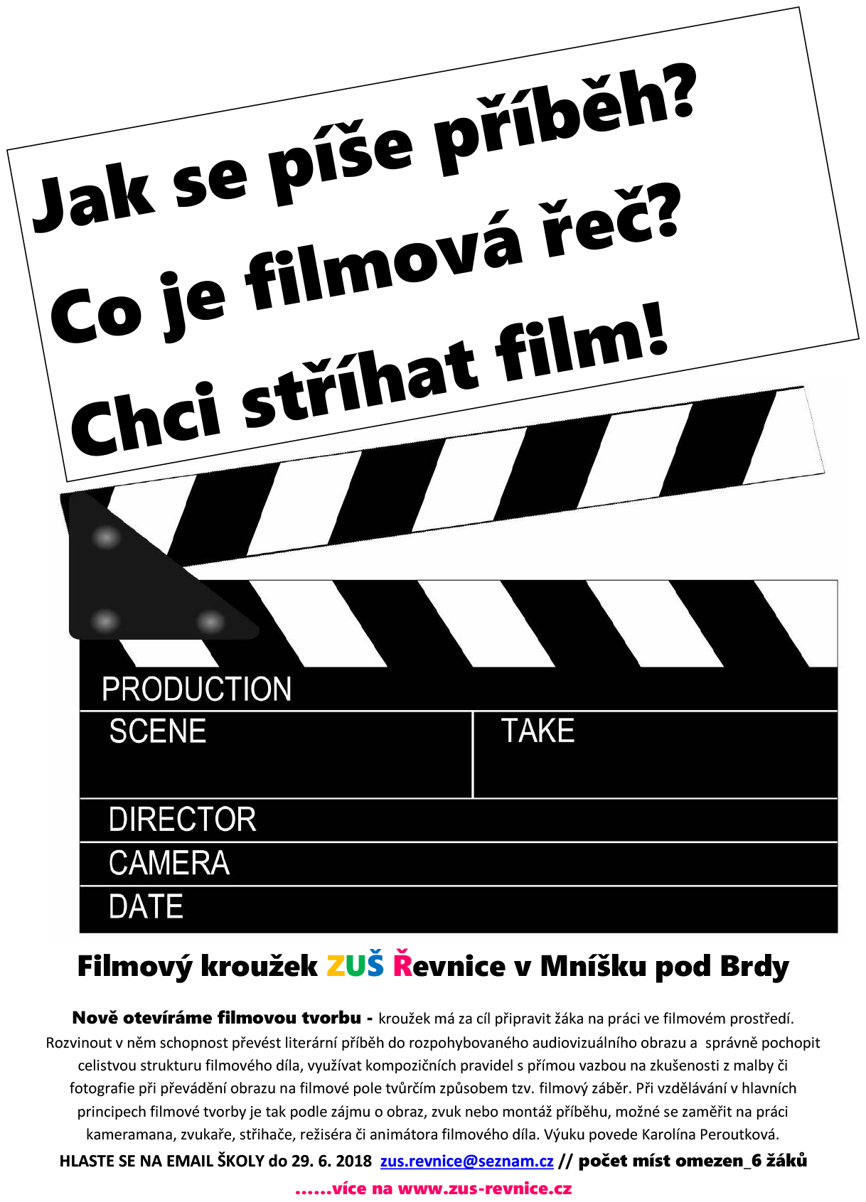 Filmová tvorba i v pobočce v Mníšku pod Brdy – volná místa v kurzu! |  ZÁKLADNÍ UMĚLECKÁ ŠKOLA ŘEVNICE